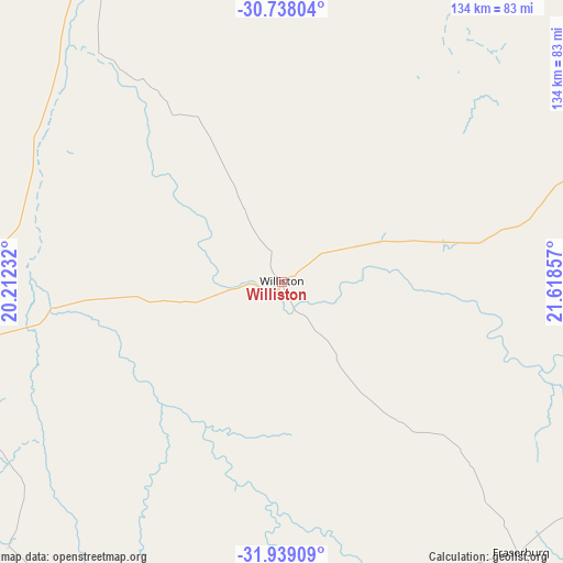 Williston on map