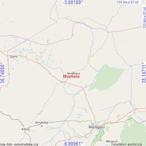 Mvomero on map