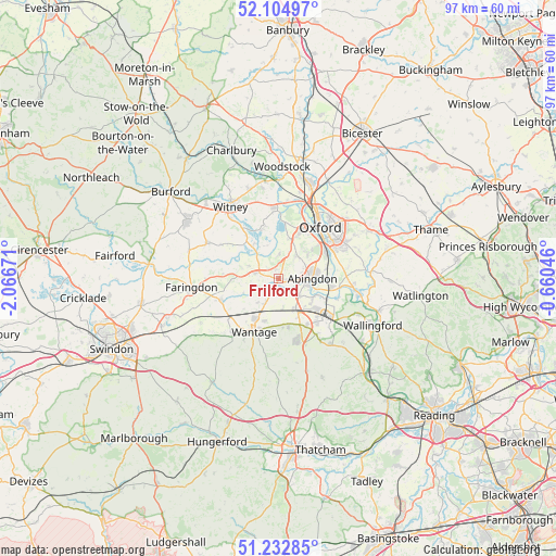 Frilford on map