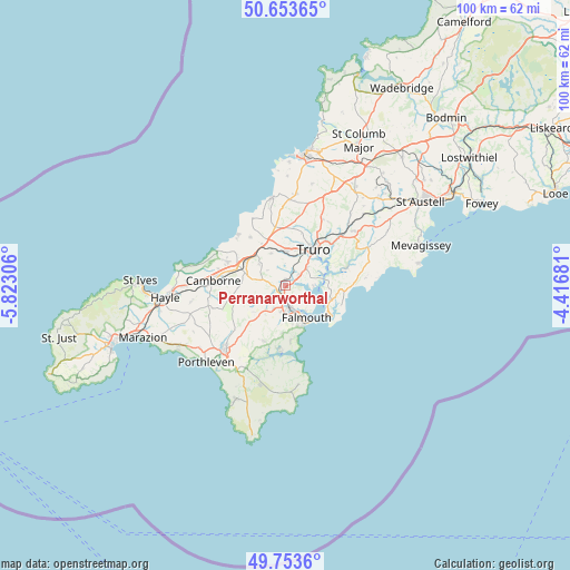 Perranarworthal on map