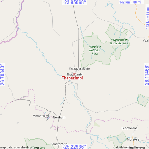 Thabazimbi on map