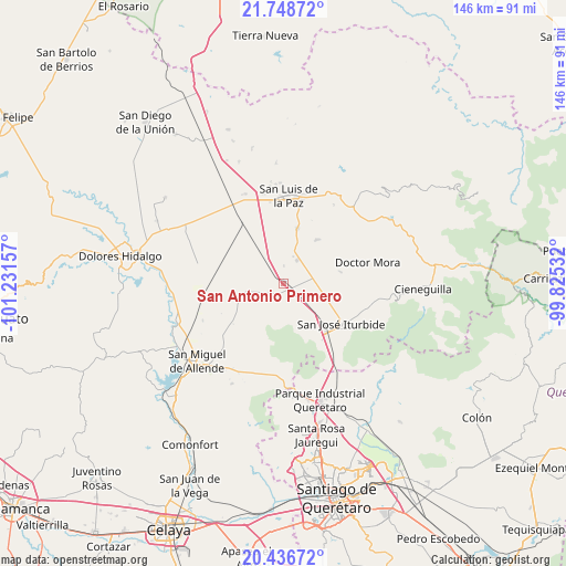 San Antonio Primero on map