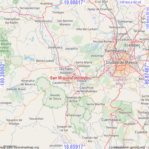San Miguel Totoltepec on map