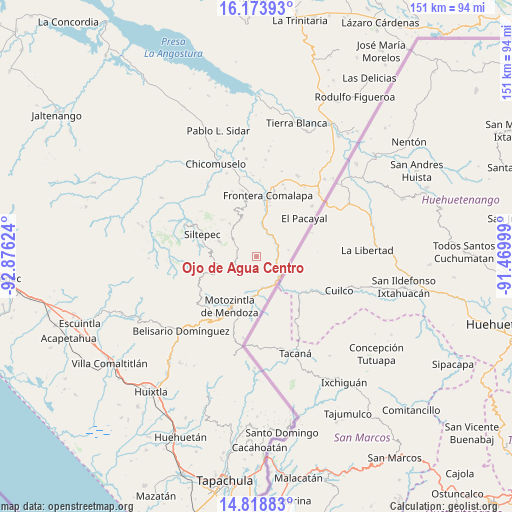 Ojo de Agua Centro on map