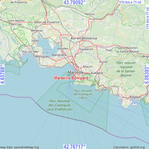 Marseille Bompard on map