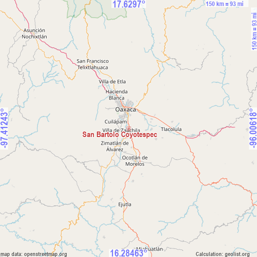 San Bartolo Coyotespec on map