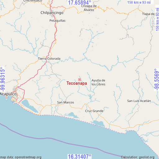 Tecoanapa on map