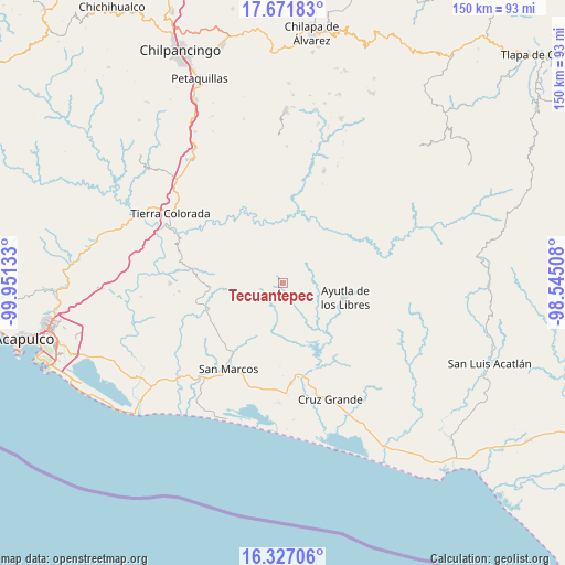 Tecuantepec on map