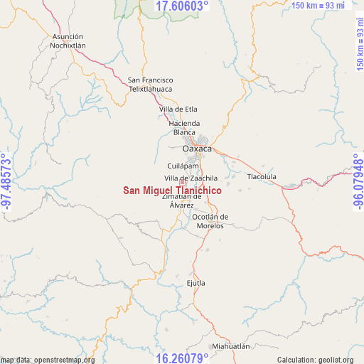 San Miguel Tlanichico on map