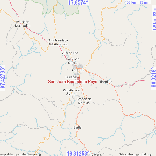 San Juan Bautista la Raya on map