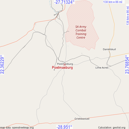 Postmasburg on map