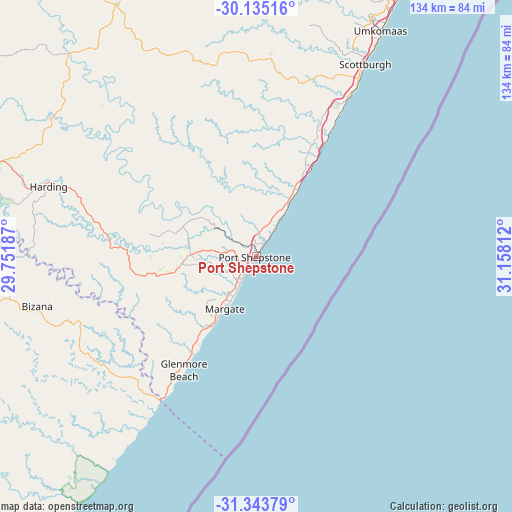 Port Shepstone on map