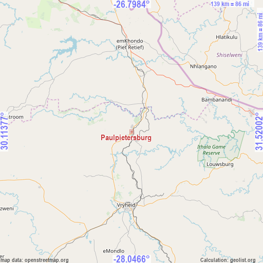 Paulpietersburg on map