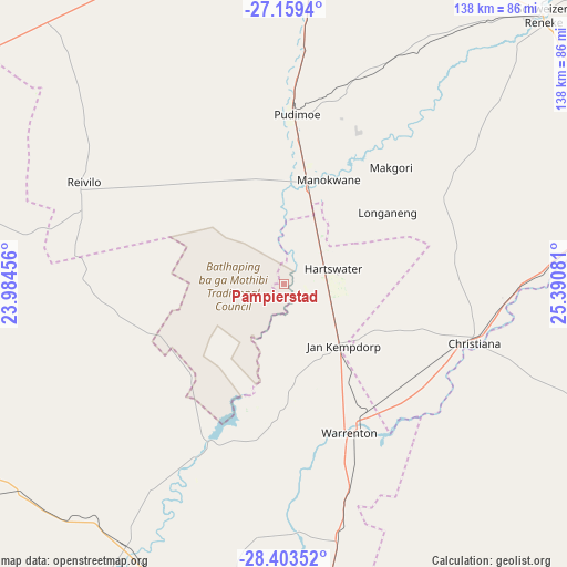 Pampierstad on map