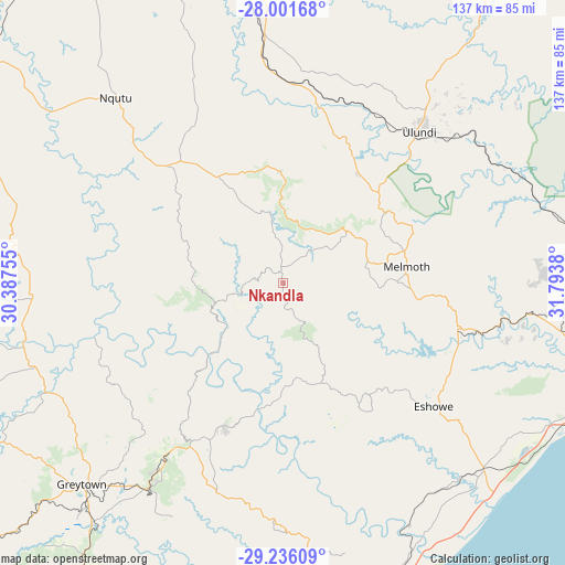 Nkandla on map