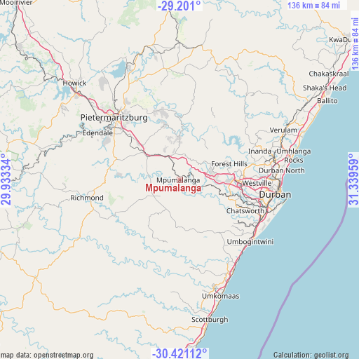 Mpumalanga on map