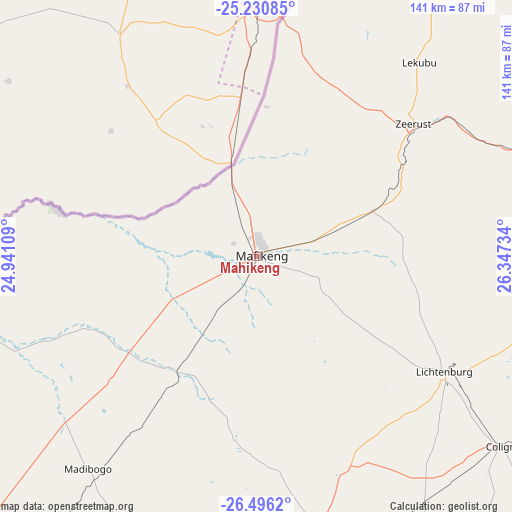 Mahikeng on map