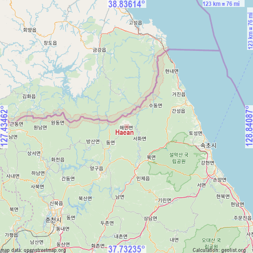 Haean on map