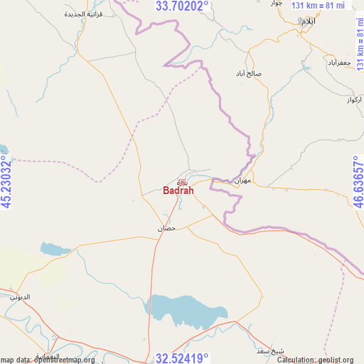 Badrah on map