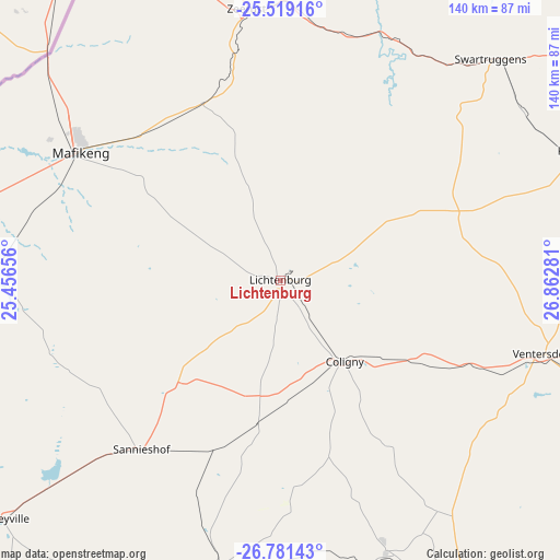 Lichtenburg on map