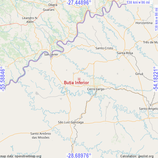 Butia Inferior on map