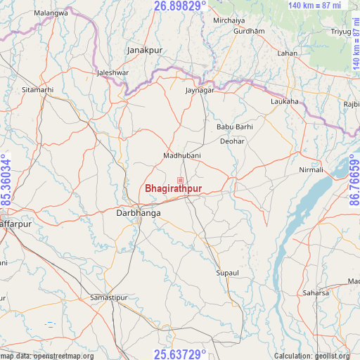Bhagirathpur on map