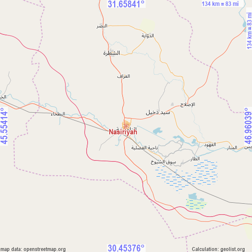 Nasiriyah on map
