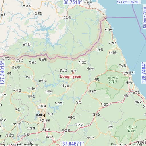 Dongmyeon on map