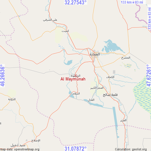 Al Maymūnah on map