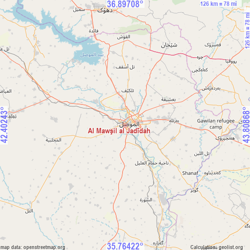 Al Mawşil al Jadīdah on map