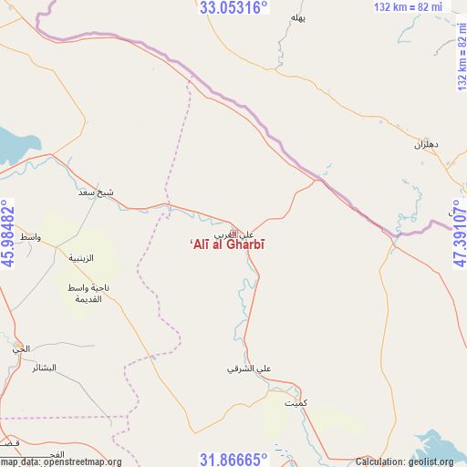‘Alī al Gharbī on map