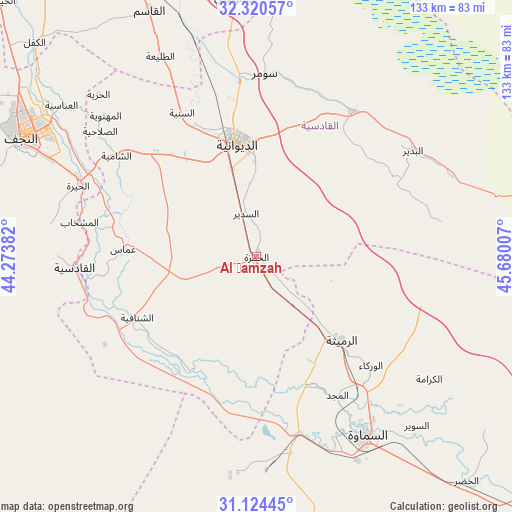Al Ḩamzah on map