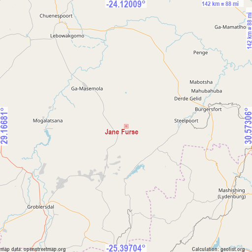 Jane Furse on map