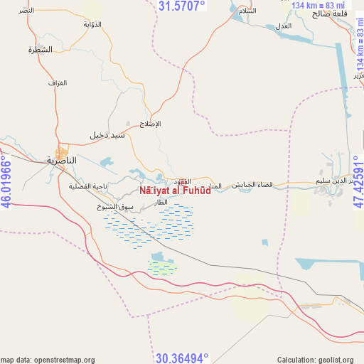 Nāḩiyat al Fuhūd on map