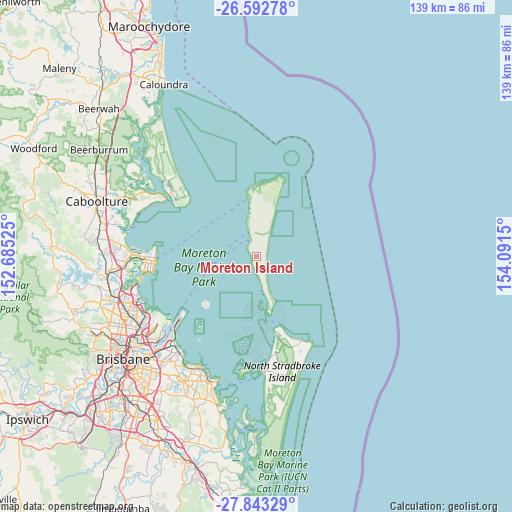 Moreton Island on map