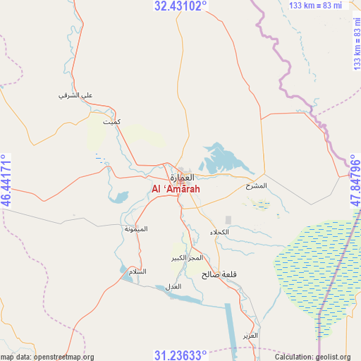 Al ‘Amārah on map