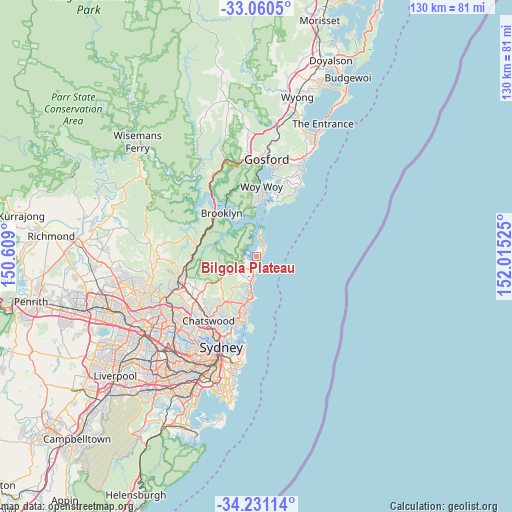 Bilgola Plateau on map