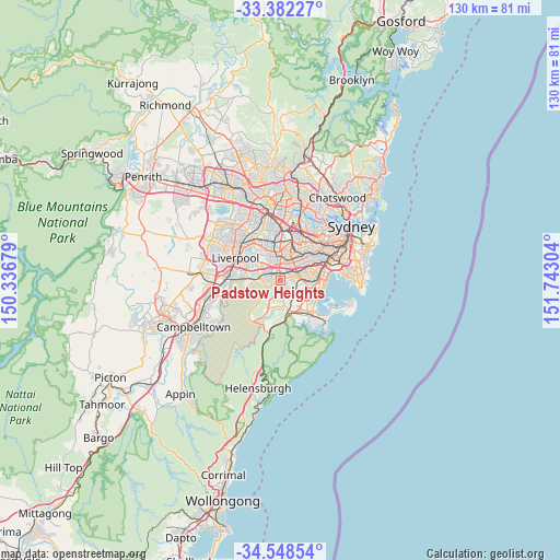 Padstow Heights on map