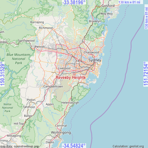 Revesby Heights on map
