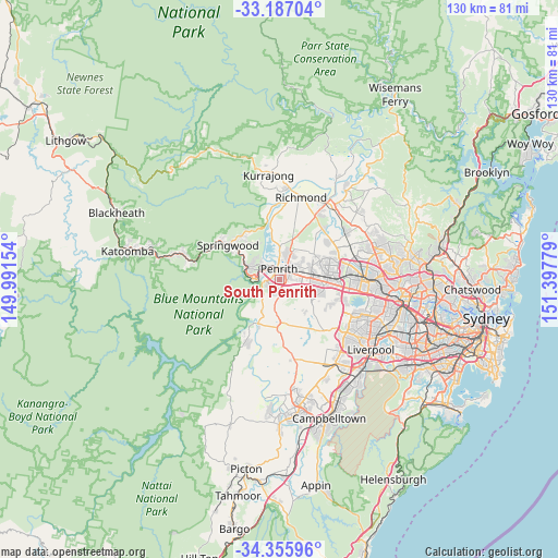 South Penrith on map