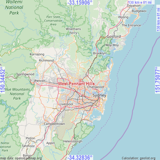 West Pennant Hills on map