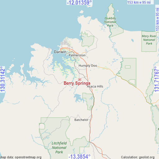 Berry Springs on map