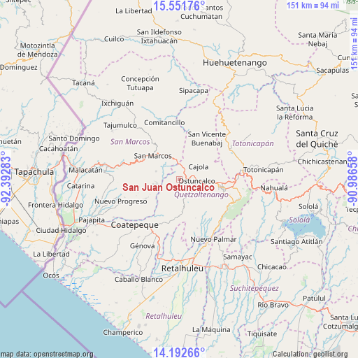 San Juan Ostuncalco on map