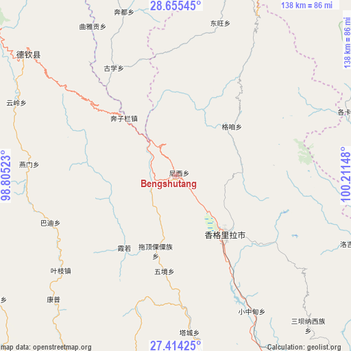 Bengshutang on map