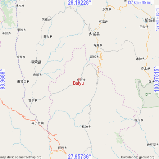 Baiyu on map